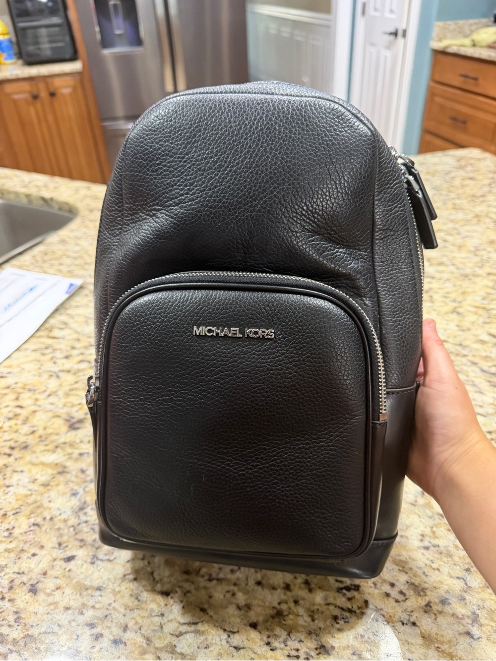 Michael Kors Black Leather Mini Backpack Sling